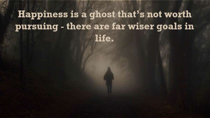 Happiness is a ghost that’s not worth pursuing – there are far wiser goals in life. Rafa Euba