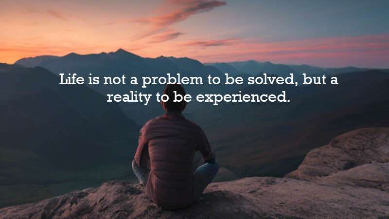 Life is not a problem to be solved, but a reality to be experienced. Søren Kierkegaard