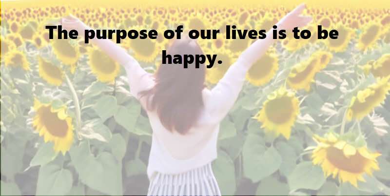 The purpose of our lives is to be happy. Dalai Lama