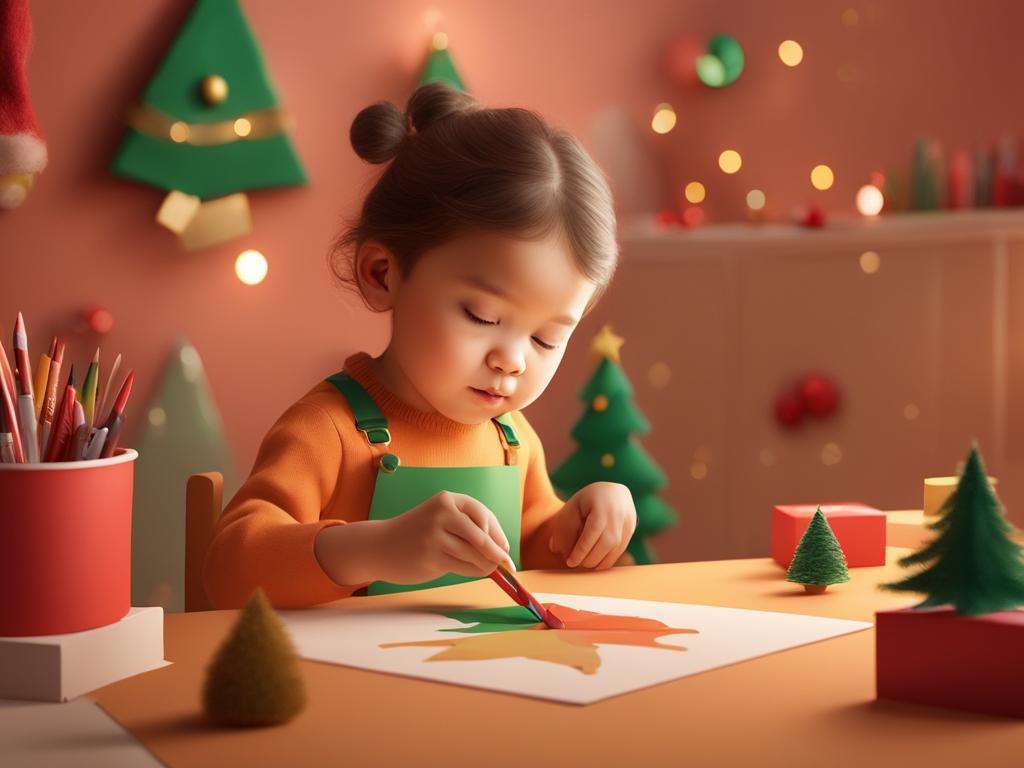 A child painting a Christmas present