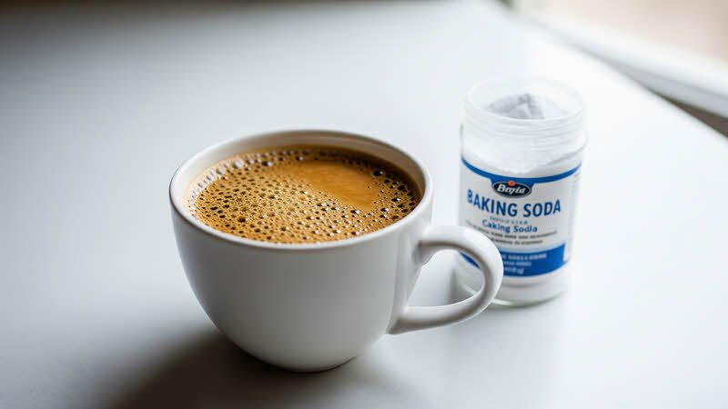 A cup of coffee with baking soda