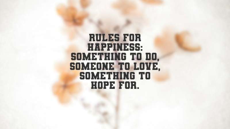 Rules for happiness: something to do, someone to love, something to hope for. Immanuel Kant