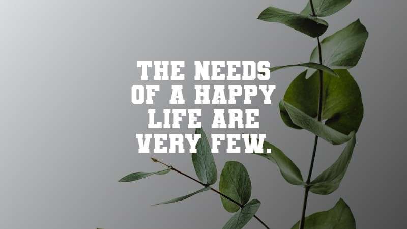 The needs of a happy life are very few. Marcus Aurelius