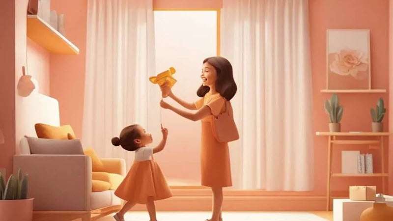 Child giving a present to her mom
