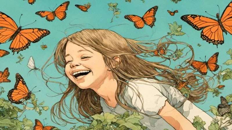 Happiness - Girl and butterflies