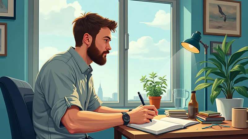 A man journaling in his notebook