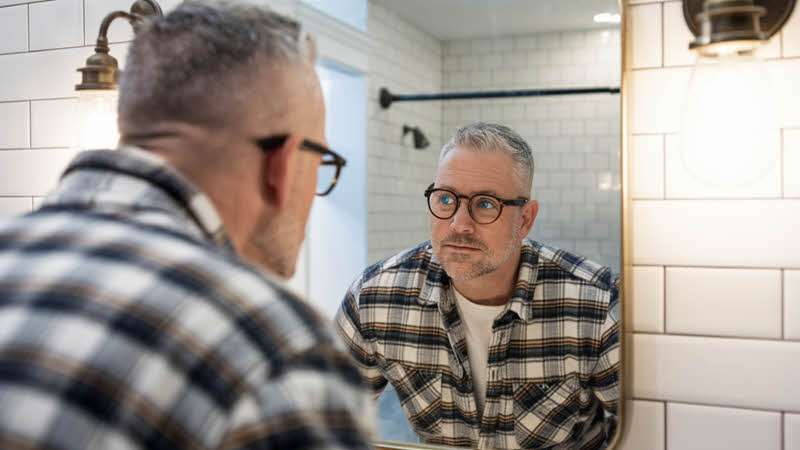 Man looking into the mirror
