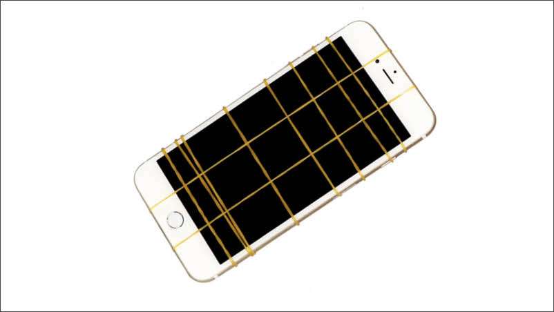 iPhone with elastic bands