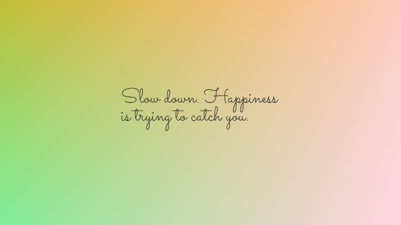 Sæt farten ned. Lykken prøver at fange dig.