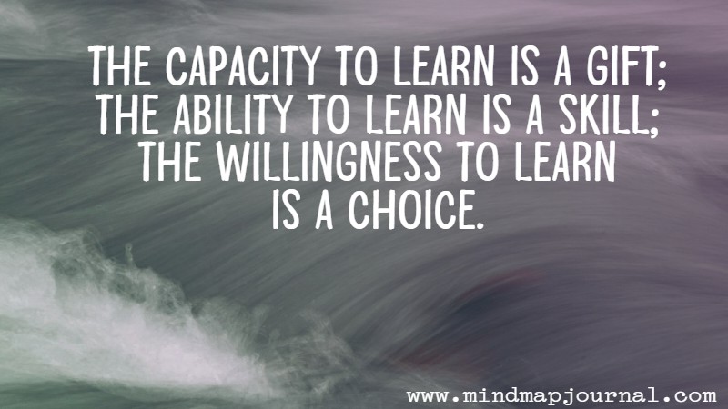 The capacity to learn is a gift; the ability to learn is a skill; the willingness to learn is a choice. Brian Herbert