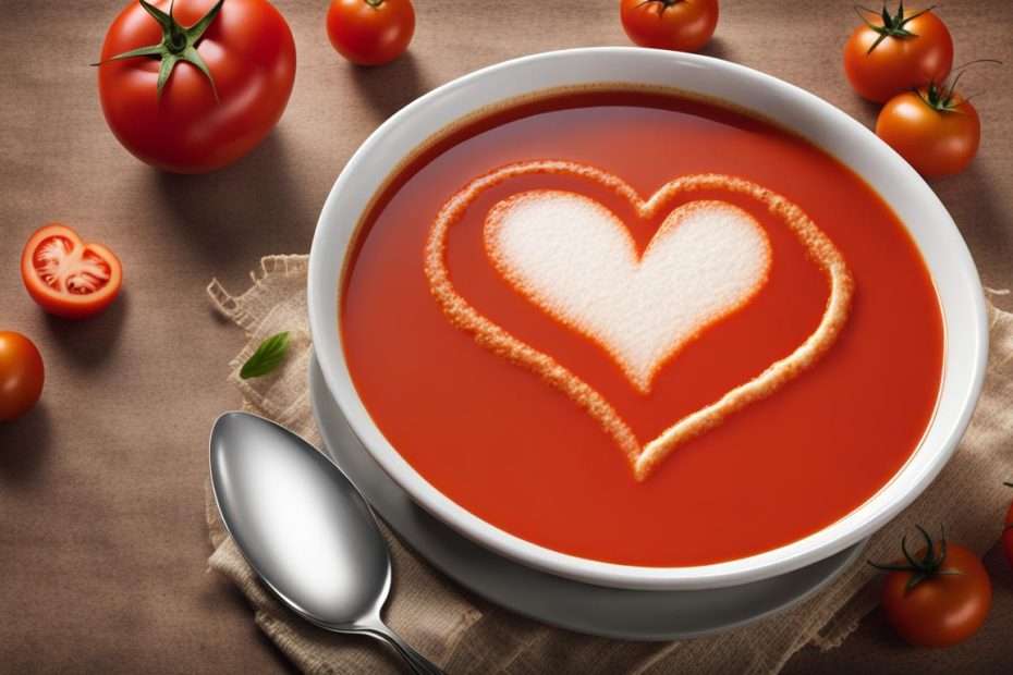 Tomato soup with love heart